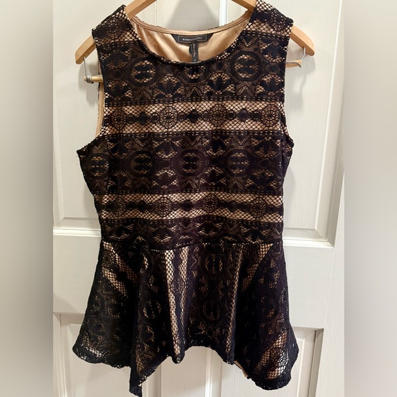 BCBGMaxAzria Tops - BCBGMaxAzria Tank Top - Black and Tan Lace